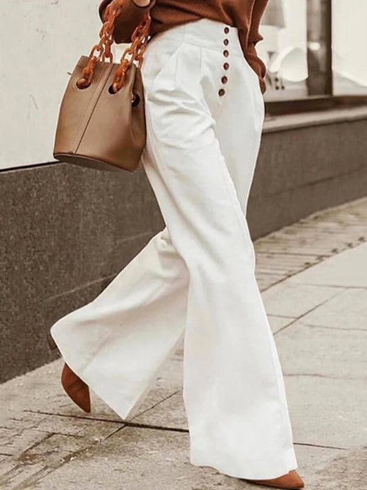 xakxx Loose Wide Leg Solid Color Casual Pants Bottoms
