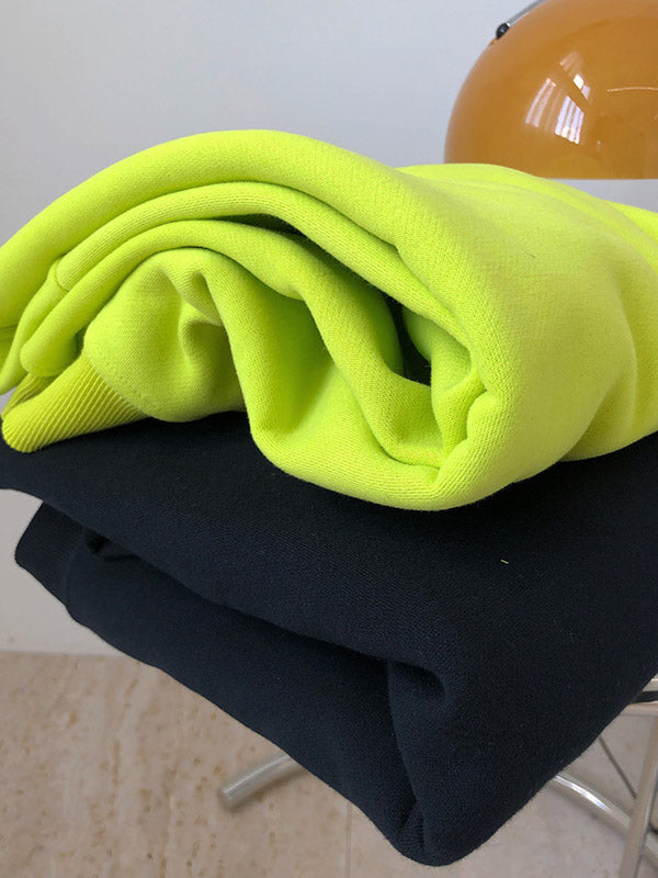 xakxx Stylish Fluorescent Green&Black Loose Casual Round-Neck Sweatshirt