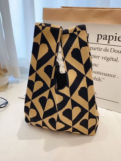 xakxx Knitting Checkerboard Zebra-Stripe Striped Bags Accessories Handbags