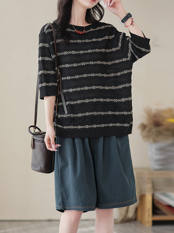 xakxx Half Sleeves Loose Printed Round-Neck T-Shirts Tops