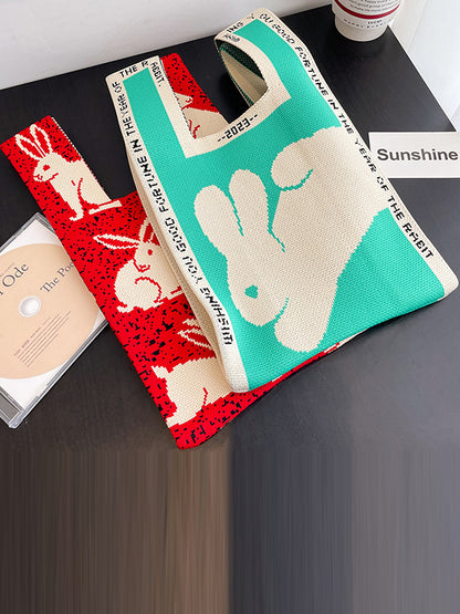 xakxx Animal Printed Woven Handbag