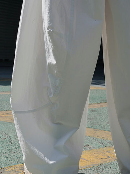 xakxx Loose Wide Leg Solid Color Split-Joint Casual Pants Bottoms Trousers