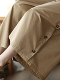 xakxx Vintage Loose Wide Leg Drawstring Solid Color Casual Pants Bottoms