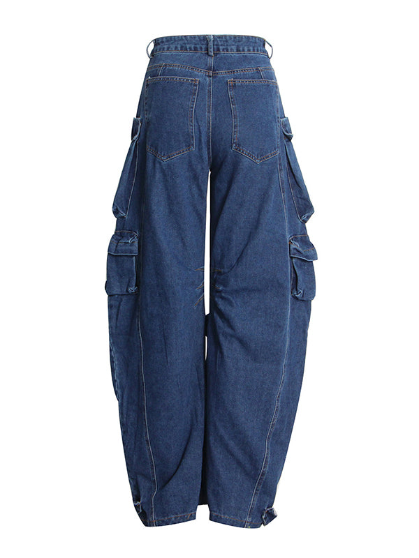 xakxx Original Wide Leg Loose Split-Joint With Big Pockets Jean Pants Bottoms