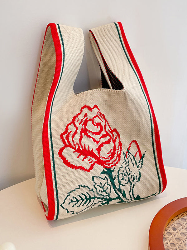 xakxx Floral Bags Woven Handbag