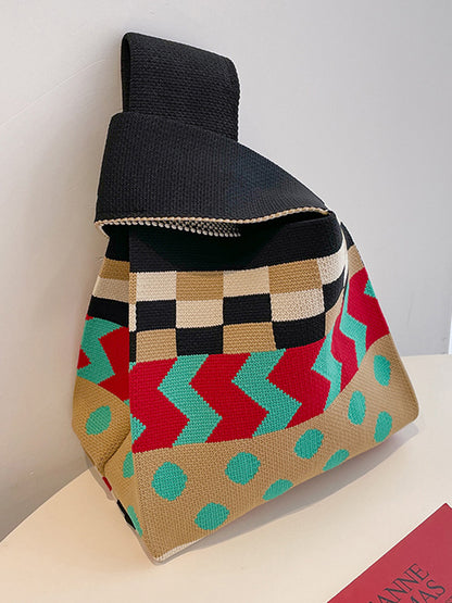 xakxx Contrast Color Striped Bags Handbags
