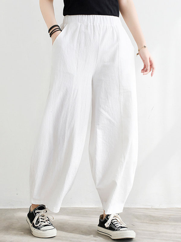 xakxx Wide Leg Loose Elasticity Solid Color Casual Pants Bottoms