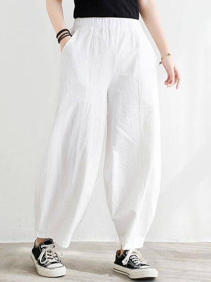 xakxx Wide Leg Loose Elasticity Solid Color Casual Pants Bottoms
