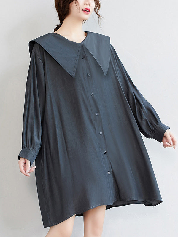 xakxx Original Printed Doll Collar Shirt Dress