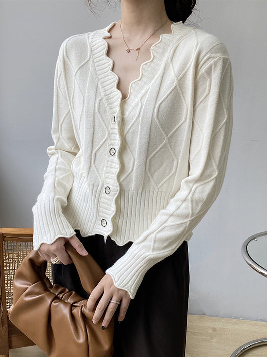 xakxx Original Stylish Casual 7 Colors Buttoned Jacquard V-Neck Sleeveless Cardigan Top