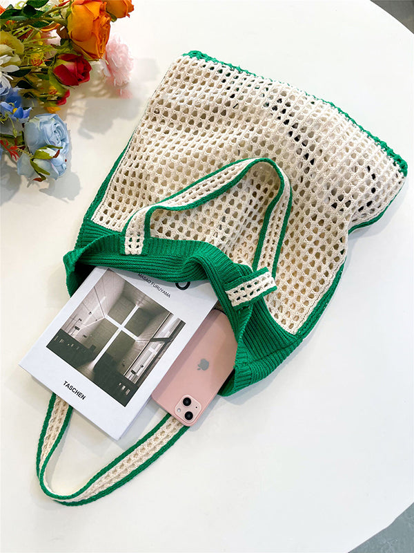 xakxx Beach Contrast Color Hollow Bags Accessories