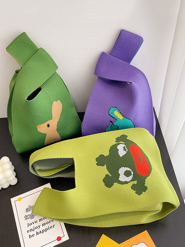 xakxx Cartoon Printed Bags Accessories Woven Handbag