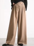 xakxx Casual Wide Leg Loose Solid Color Pants Bottoms