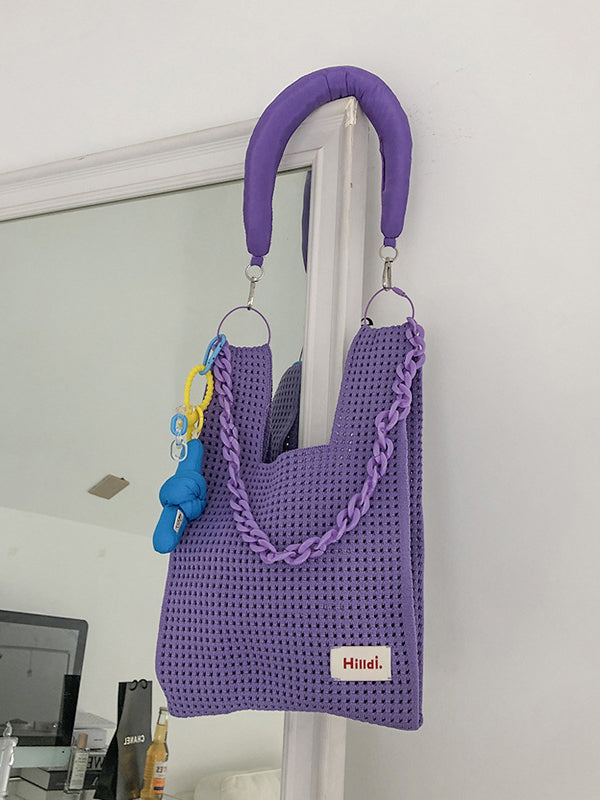 xakxx Chains Hollow Woven Shoulder Bags Handbags