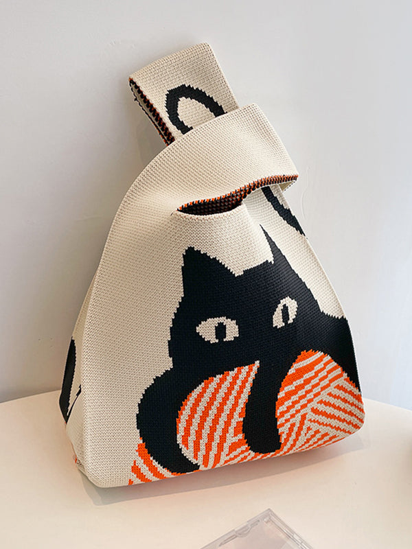 xakxx Contrast Color Streamer Woven Bags Handbag
