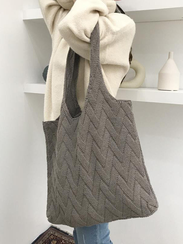 xakxx Casual Weave Solid Color Bags Accessories