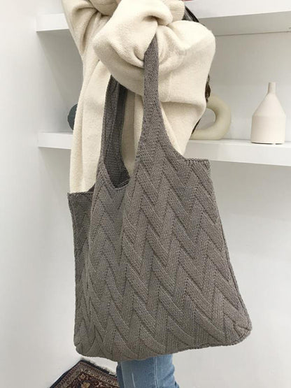 xakxx Casual Weave Solid Color Bags Accessories