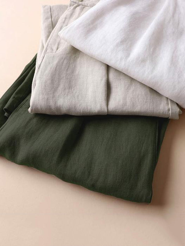 xakxx 5 Colors Line Loose Casual Plus Size Wide-Leg Pants