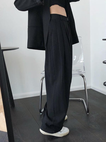 xakxx Solid Color Loose Empire Wide Leg Pants