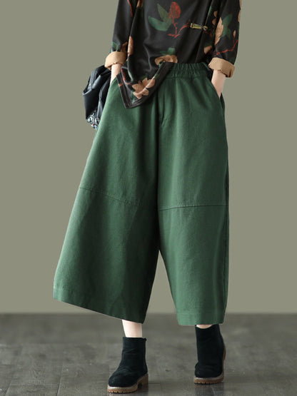 xakxx Simple Wide Leg Loose Solid Color Casual Pants Bottoms