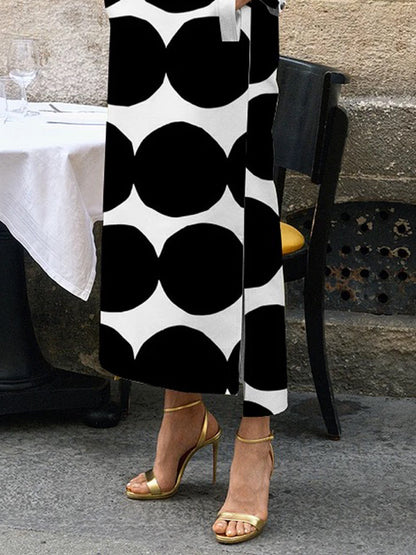 xakxx Long Sleeves Loose Polka-Dot Split-Side Stand Collar Midi Dresses