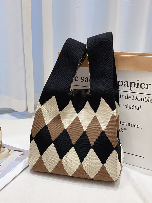 xakxx Urban Rhombic Contrast Color Bags Accessories Handbags