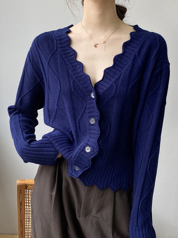 xakxx Original Stylish Casual 7 Colors Buttoned Jacquard V-Neck Sleeveless Cardigan Top