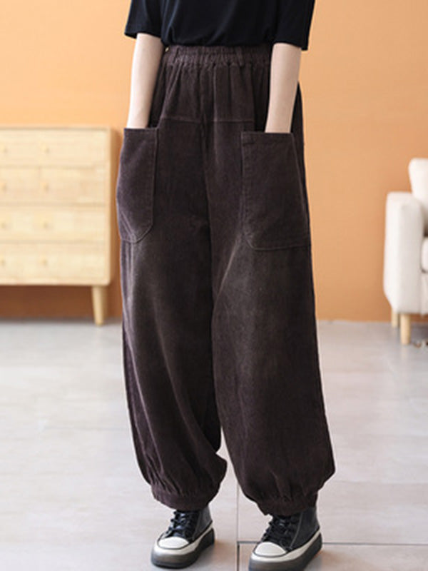 xakxx Loose Elasticity Solid Color Casual Flared Pants Bottoms