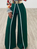 xakxx Urban High Waisted Wide Leg Contrast Color Casual Pants Bottoms