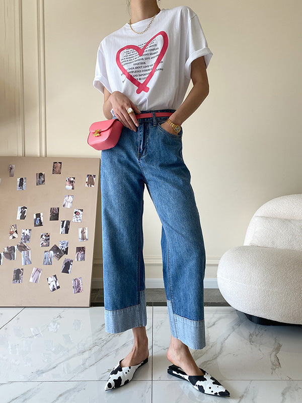 xakxx Original Loose Casual Wide Legs High-Waisted Jean Pants
