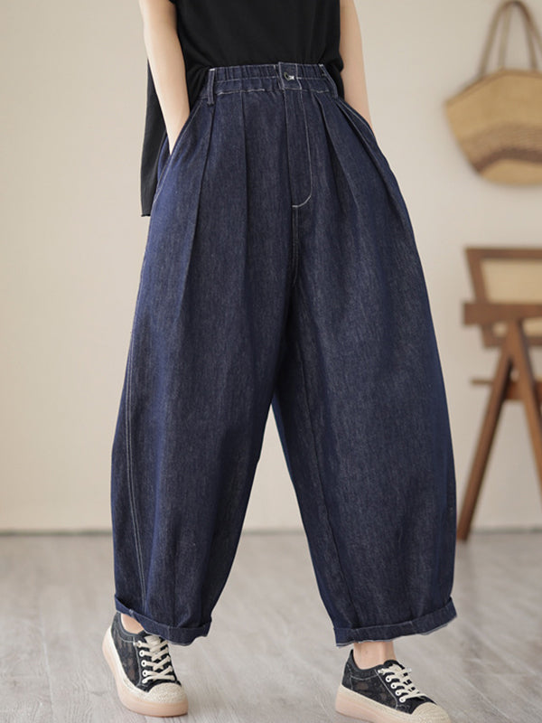 xakxx Vintage Loose Elastics Jean Pants Bottoms