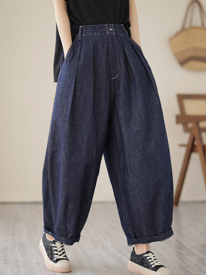 xakxx Vintage Loose Elastics Jean Pants Bottoms