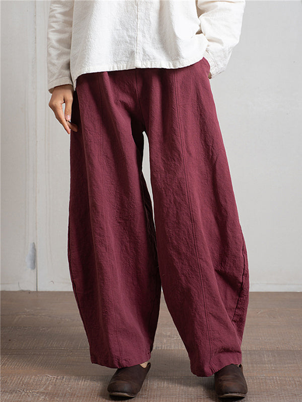 xakxx Simple High Waisted Solid Color Wide Leg Pants