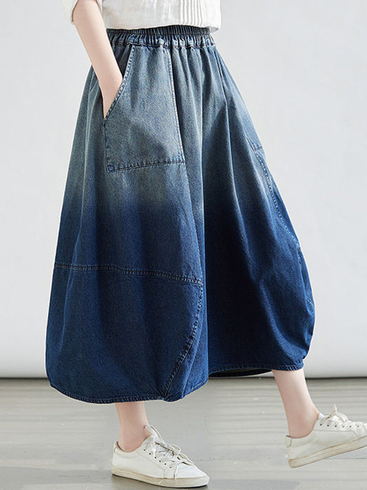 xakxx Loose Elasticity Gradient Skirts