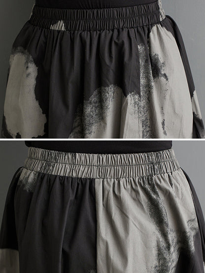xakxx High Waisted Loose Asymmetric Elasticity Pleated Split-Joint Skirts