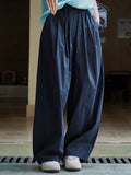 xakxx High Waisted Wide Leg Pleated Casual Pants Bottoms Trousers