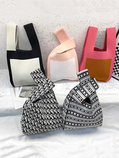 xakxx Contrast Color Cute Bags Woven Handbag