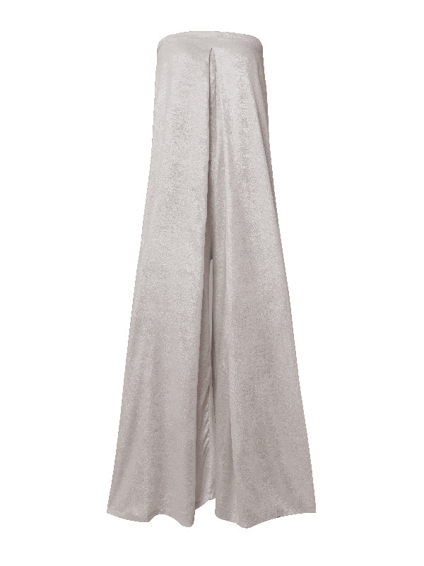 xakxx Casual Wide Leg Strapless Solid Color Tube Jumpsuits