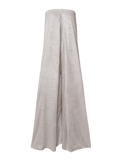 xakxx Casual Wide Leg Strapless Solid Color Tube Jumpsuits