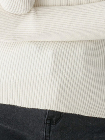 xakxx Simple Long Sleeves Skinny Solid Color High-Neck Pullovers