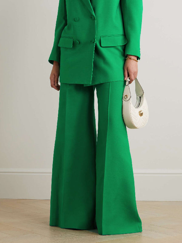 xakxx Wide Leg Solid Color Flared Trousers Pants