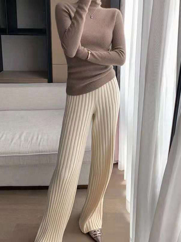 xakxx Casual Loose 6 Colors Knitting Wide Leg Pants