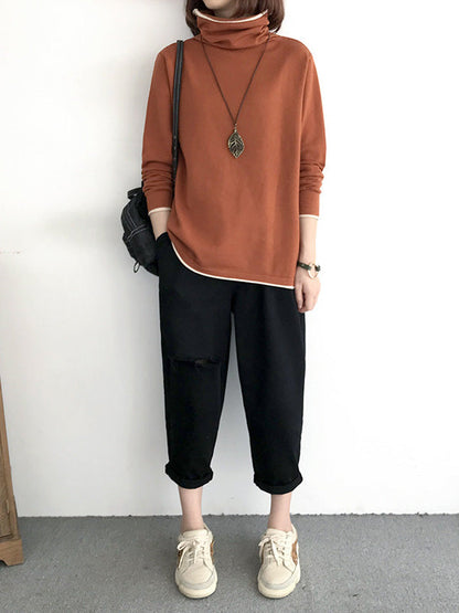 xakxx xakxx-Casual Loose 8 Colors High-Neck Long Sleeves Knitwear