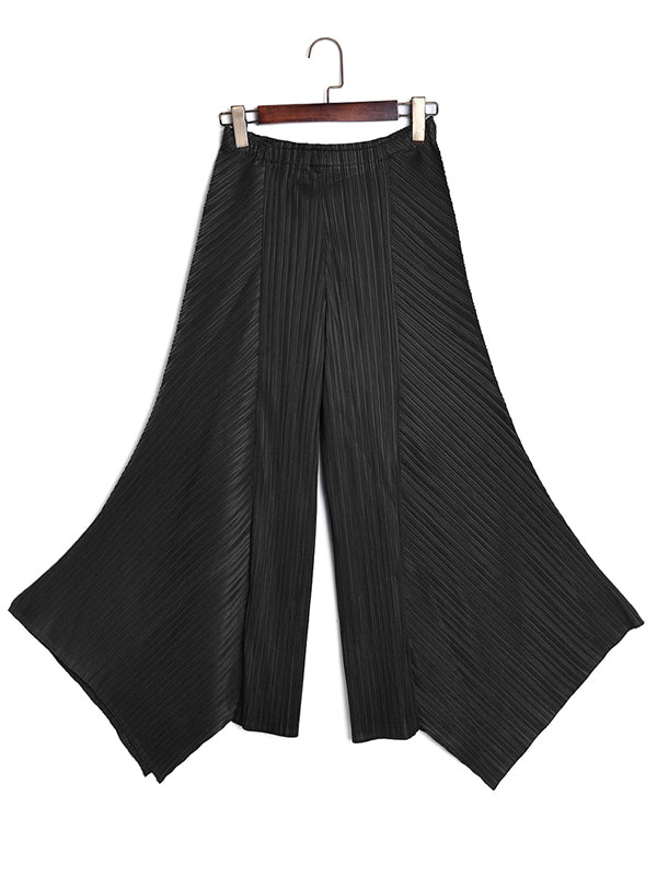xakxx Original Loose Solid Color Irregular Pleated Wide Legs Pants