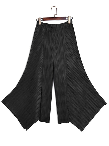 xakxx Original Loose Solid Color Irregular Pleated Wide Legs Pants