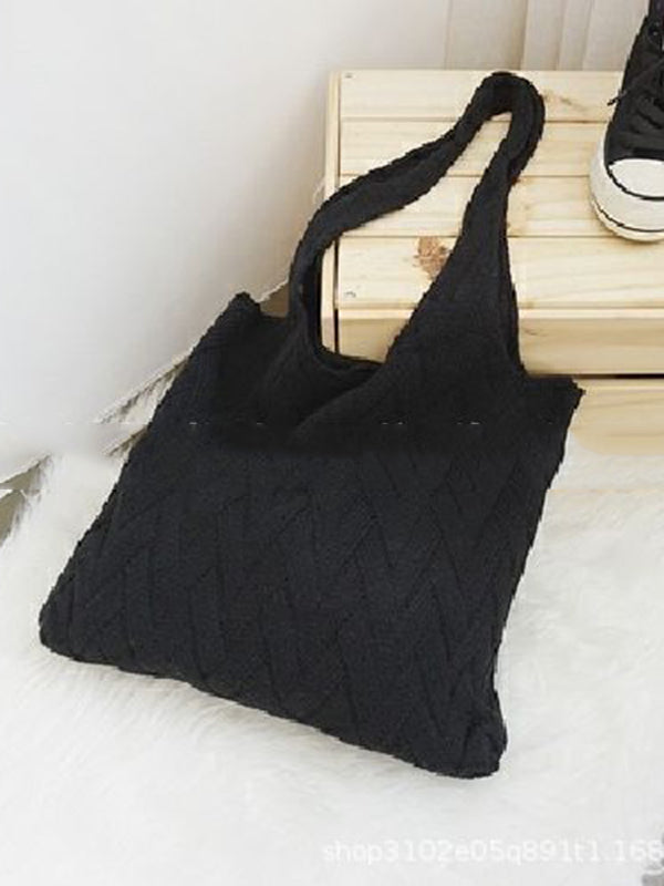 xakxx Casual Weave Solid Color Bags Accessories