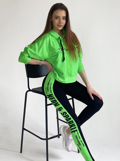 xakxx Iridescent Patchwork Mesh Hoodies&Leggings Suits
