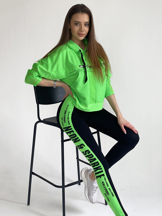 xakxx Iridescent Patchwork Mesh Hoodies&Leggings Suits