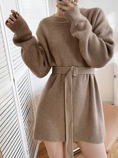 xakxx Loose Lace-Up Knitting Dress