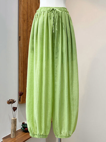 xakxx Vintage Wide Leg Loose Solid Color Bloomers Pants